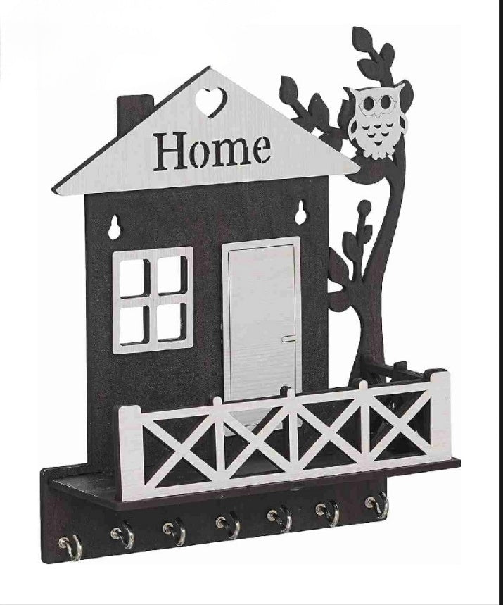 Wall-Mounted Wooden Key and Mobile Holder