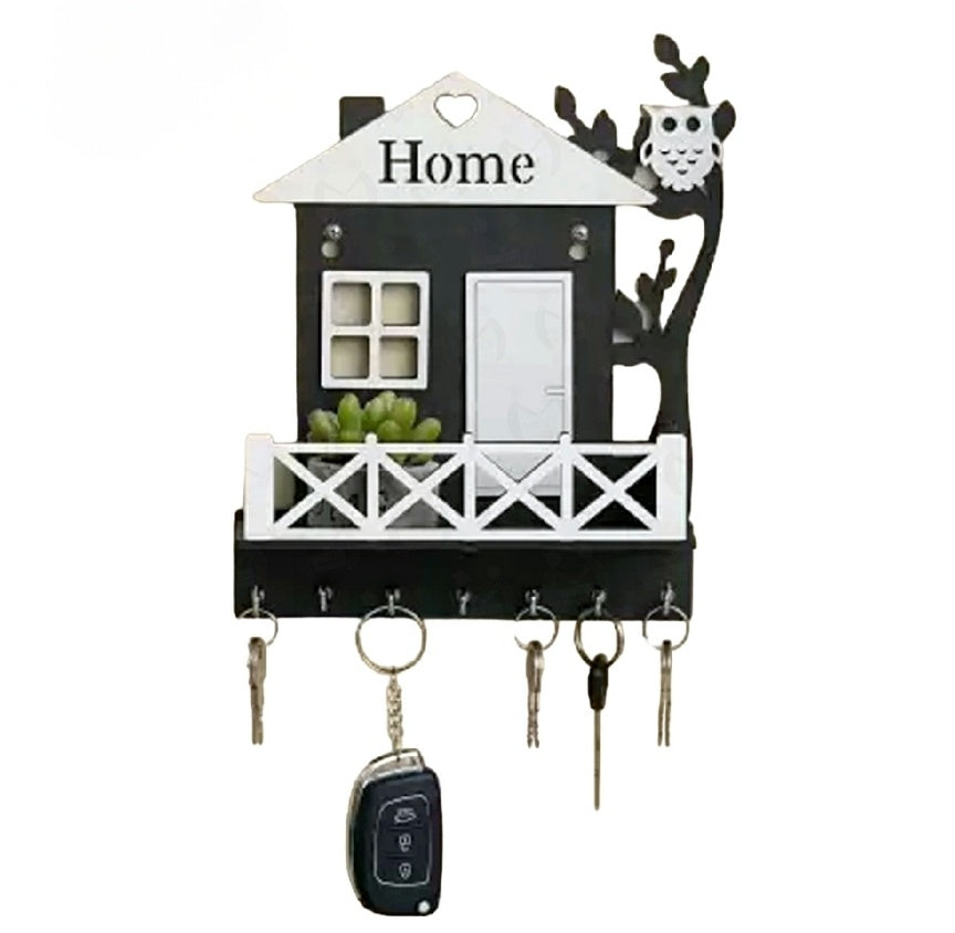 Wall-Mounted Wooden Key and Mobile Holder