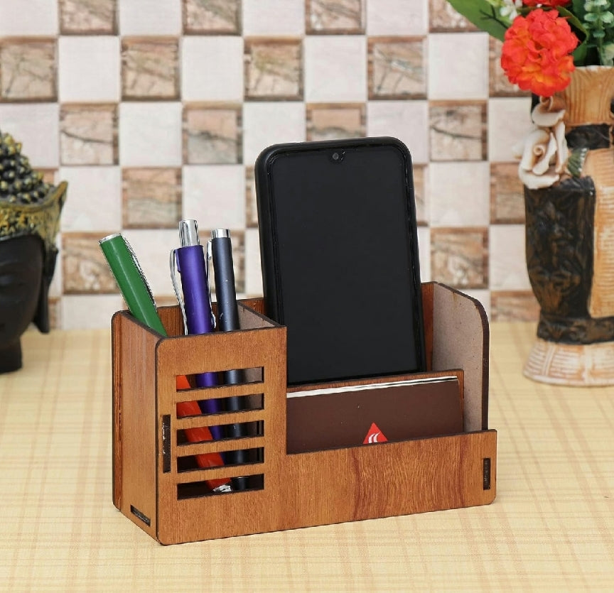 Pen Stand with Mobile Holder and Business Card Box,Mobile Dock and Visiting Card Holder for Office Desk