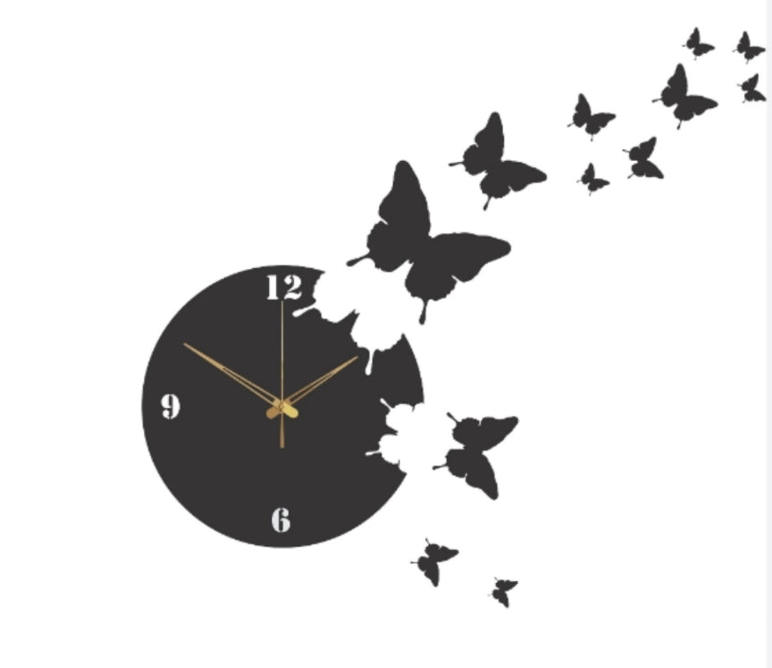 Flying Butterflies Wooden & Acrylic Wall Clock for Home Decor