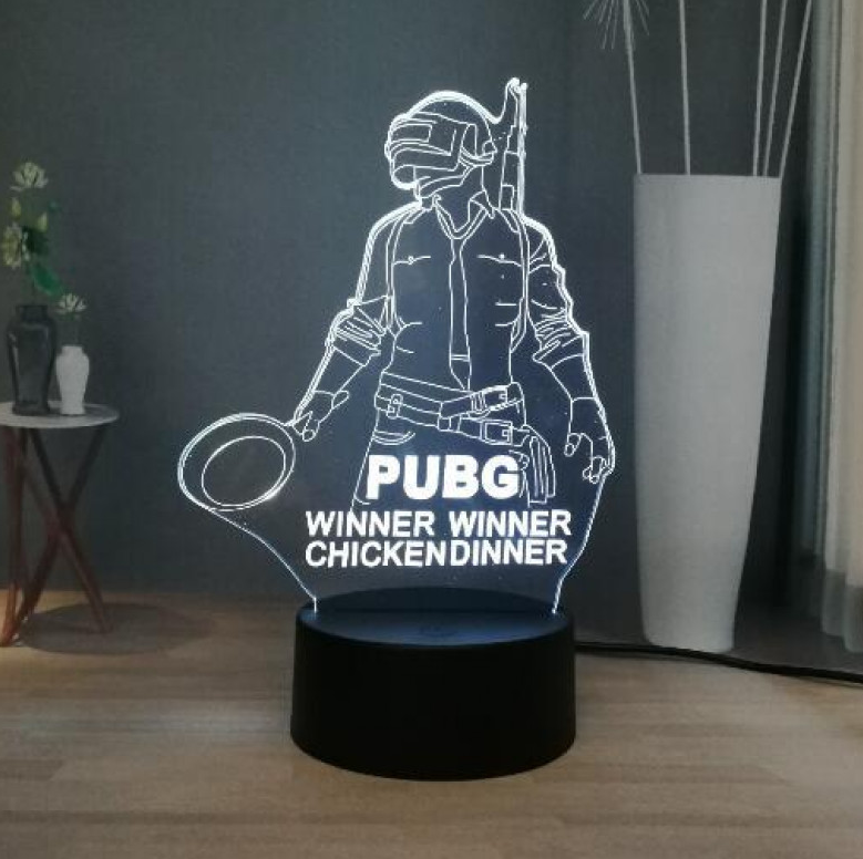 PUBG Gaming Lamp – 3D LED Night Light Winner Chicken Dinner