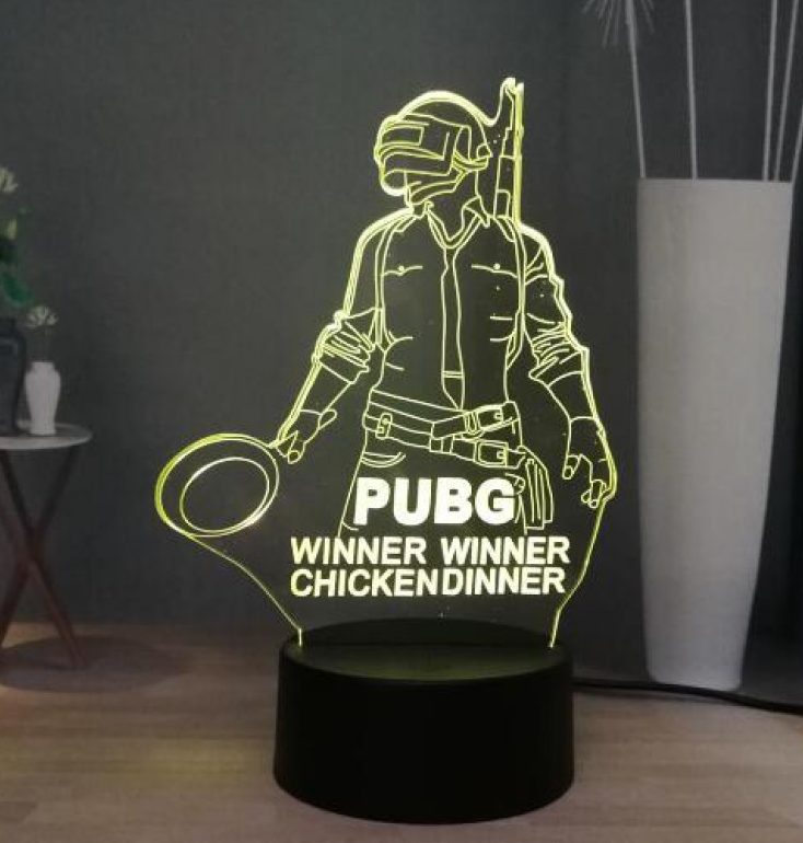 PUBG Gaming Lamp – 3D LED Night Light Winner Chicken Dinner