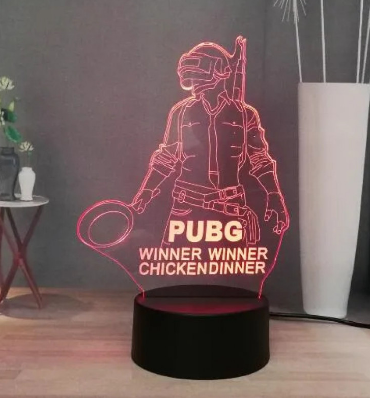 PUBG Gaming Lamp – 3D LED Night Light Winner Chicken Dinner