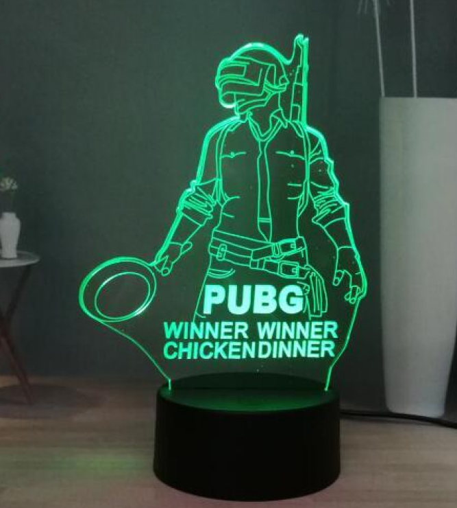 PUBG Gaming Lamp – 3D LED Night Light Winner Chicken Dinner