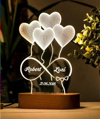 Custom Name 3D Illusion Lamp, Personalized Bedroom Lamp, Customized Decorative Light, Custom Name Gift Lamp