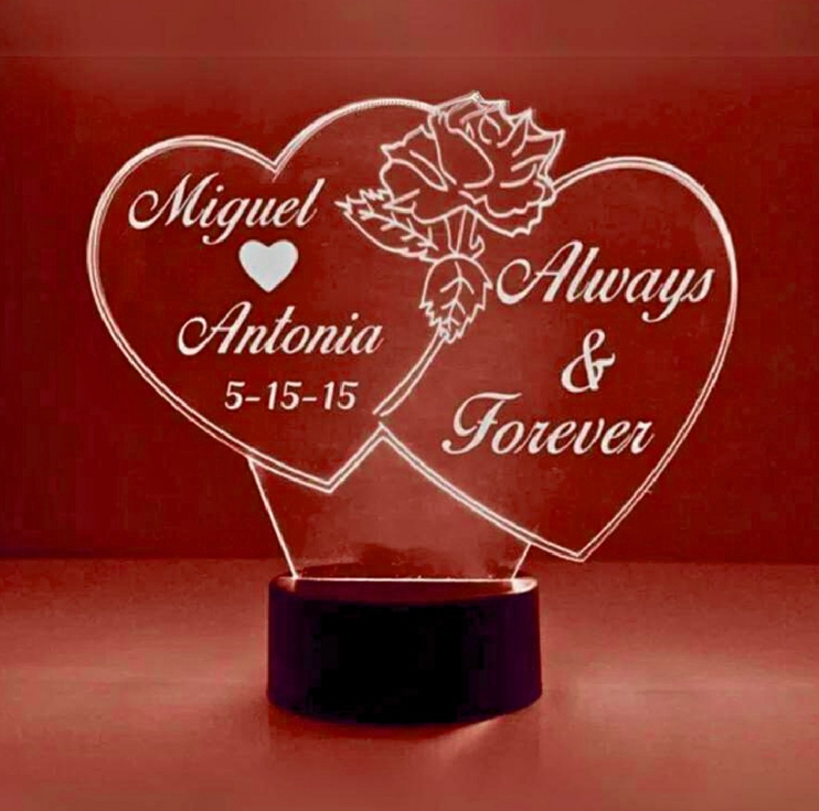 Duble heart shape illusion table lamp