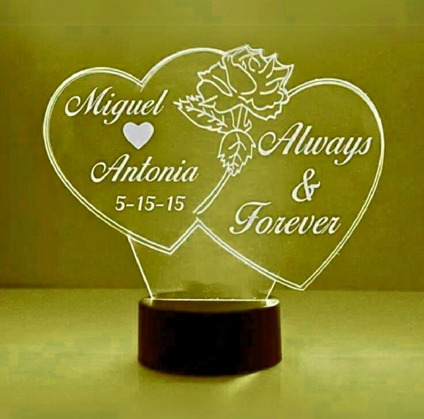 Duble heart shape illusion table lamp