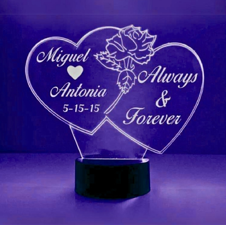 Duble heart shape illusion table lamp