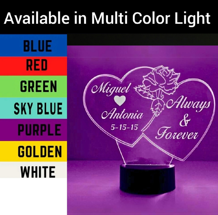 Duble heart shape illusion table lamp