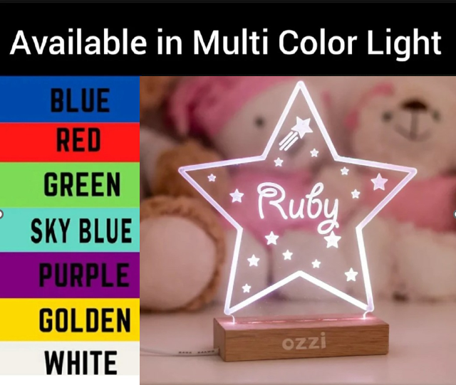 Personalized Star Name 3D Illusion Lamp  Custom Star Shape LED Night Light with Name