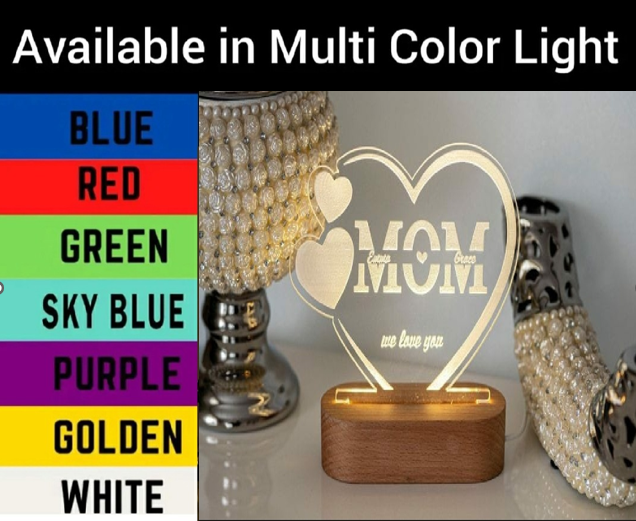 Customize 3d Mom & Dad illusion lamp, 3D Light Lamp, Night Lamp