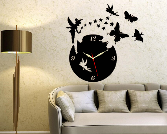 Fairy with Butterflies 3D Wooden And Acrylic Wall Clock