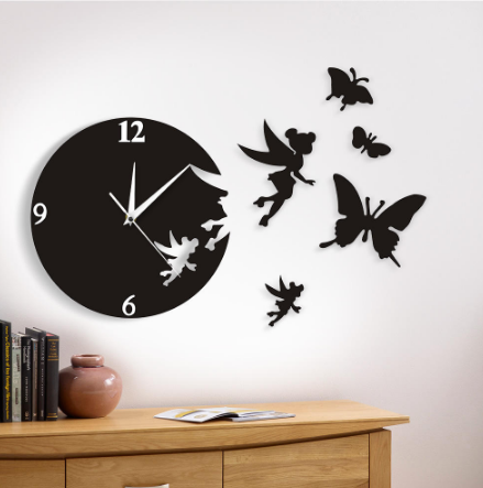 Fairy with Butterflies 3D Wooden And Acrylic Wall Clock