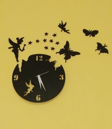 Fairy with Butterflies 3D Wooden And Acrylic Wall Clock