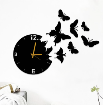 Flying Butterflies Wooden & Acrylic Wall Clock for Home Decor
