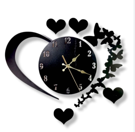 Heart Shaped High Quality Wooden & Acrylic Wall Clock