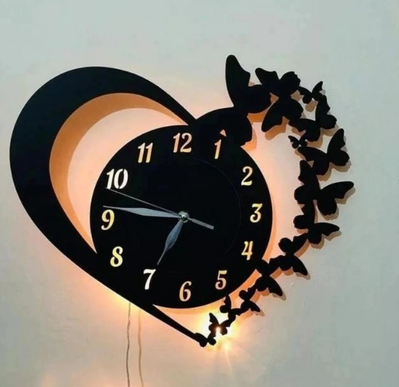 Heart Shaped High Quality Wooden & Acrylic Wall Clock