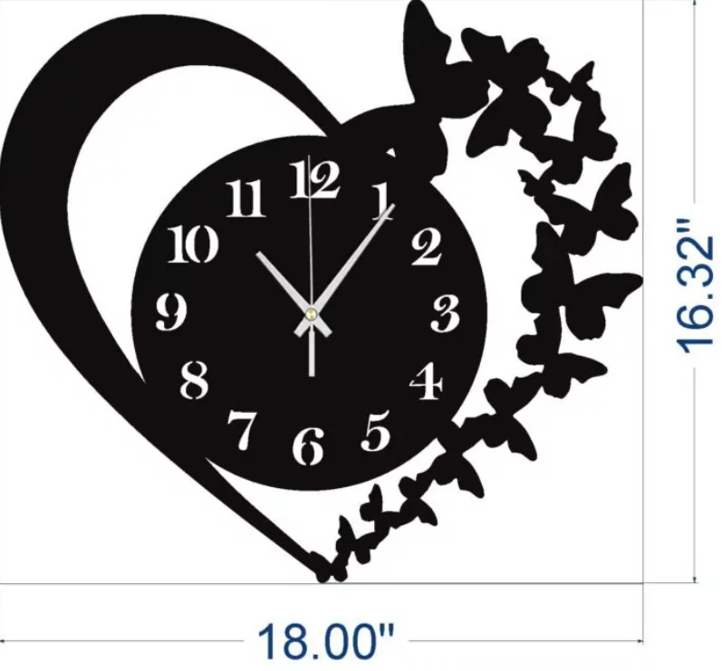 Heart Shaped High Quality Wooden & Acrylic Wall Clock