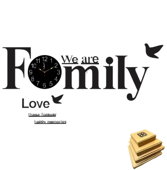 We Are Family Wooden & Acrylic Wall Clock-3D Watch
