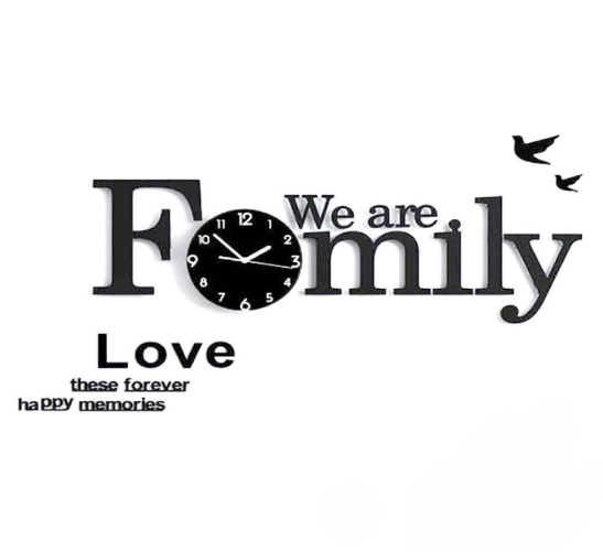 We Are Family Wooden & Acrylic Wall Clock-3D Watch