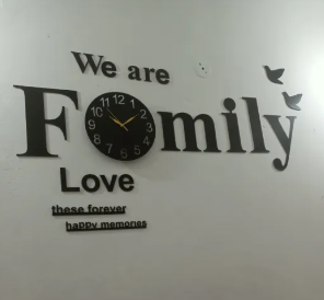 We Are Family Wooden & Acrylic Wall Clock-3D Watch