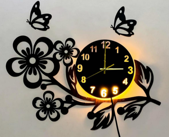 3D wooden & Acrylic Flower shaped wall clock