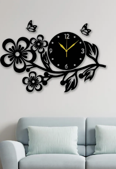 3D wooden & Acrylic Flower shaped wall clock