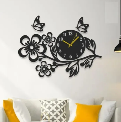 3D wooden & Acrylic Flower shaped wall clock