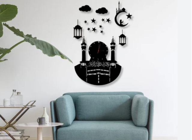 Makkah Design Wooden & Acrylic Wall Clock
