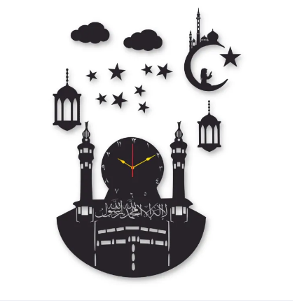 Makkah Design Wooden & Acrylic Wall Clock