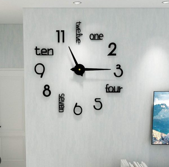 Full Counting 3D Wall Clock  24 inch Wood & Acrylic