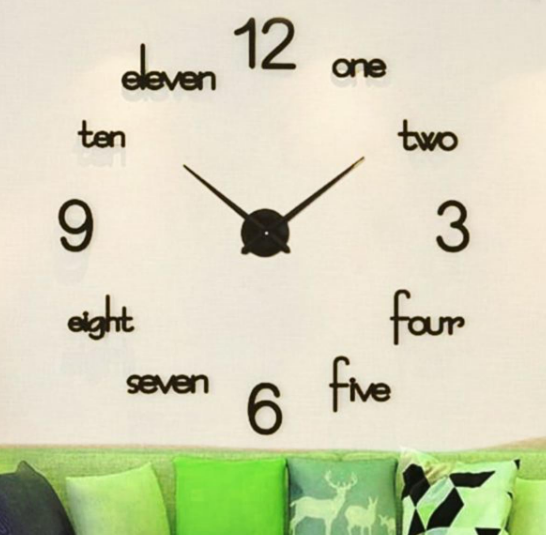 Full Counting 3D Wall Clock  24 inch Wood & Acrylic
