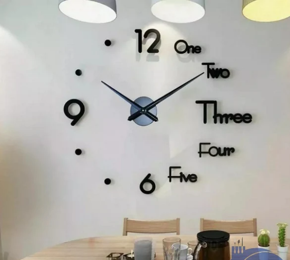 Full Counting 3D Wall Clock  24 inch Wood & Acrylic