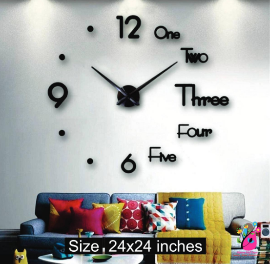 Full Counting 3D Wall Clock  24 inch Wood & Acrylic