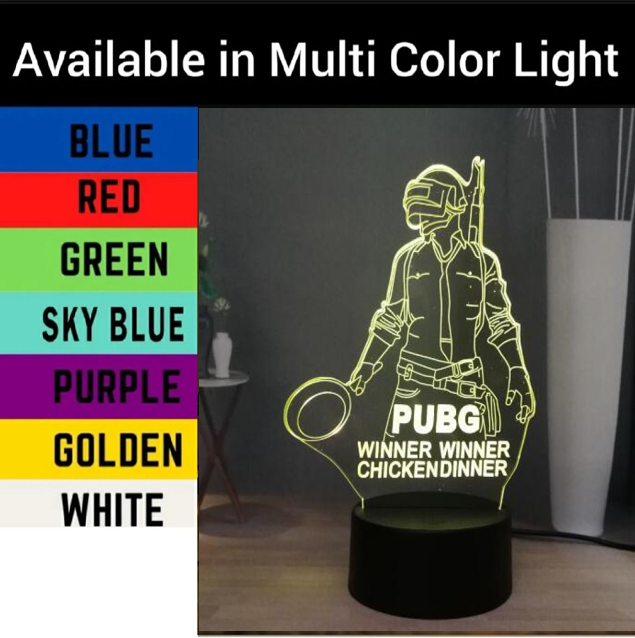 PUBG Gaming Lamp – 3D LED Night Light Winner Chicken Dinner