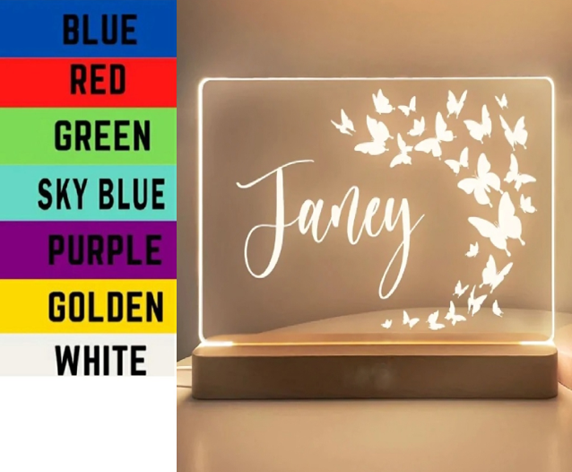 Name Lamp & Butterfly Decoration Also Different Lights