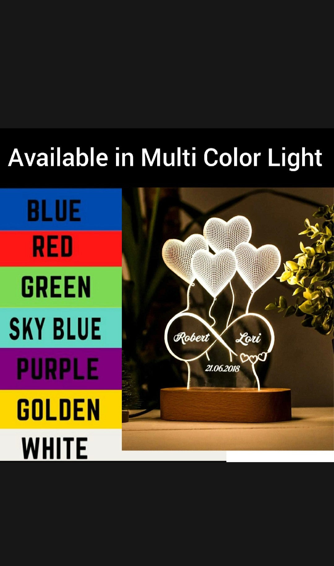 Custom Name 3D Illusion Lamp, Personalized Bedroom Lamp, Customized Decorative Light, Custom Name Gift Lamp