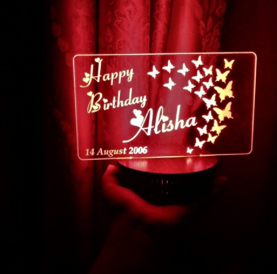 Name Lamp & Butterfly Decoration Also Different Lights