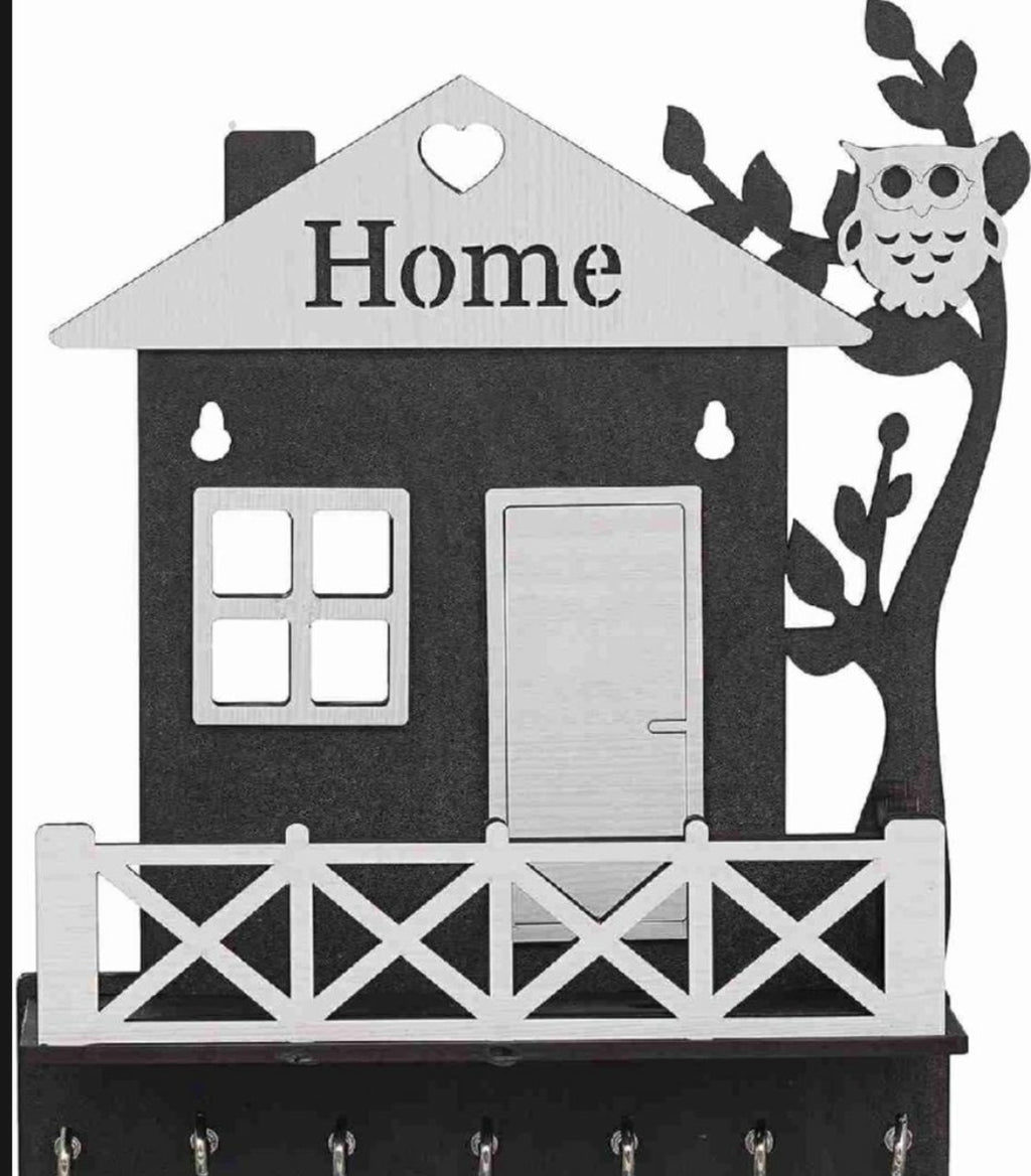 Wall-Mounted Wooden Key and Mobile Holder