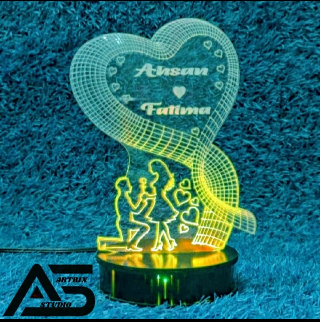 Round heart 3D Light Lamp , Night Lamp, Decoration Piece, Gift Piece