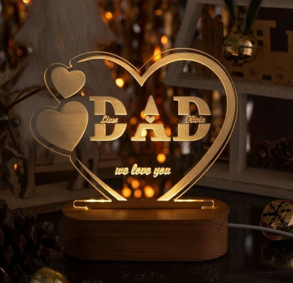 Customize 3d Mom & Dad illusion lamp, 3D Light Lamp, Night Lamp