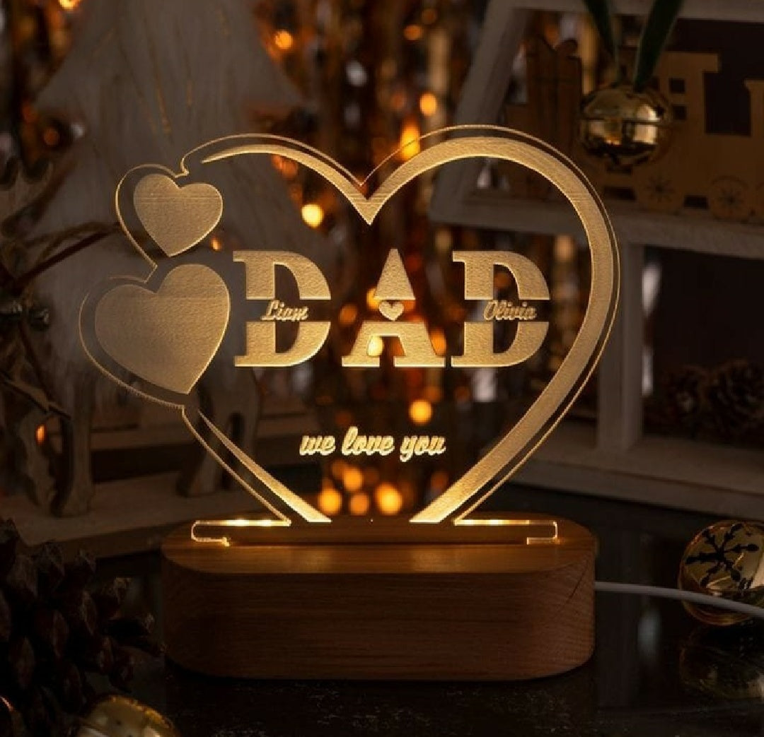 Customize 3d Mom & Dad illusion lamp, 3D Light Lamp, Night Lamp