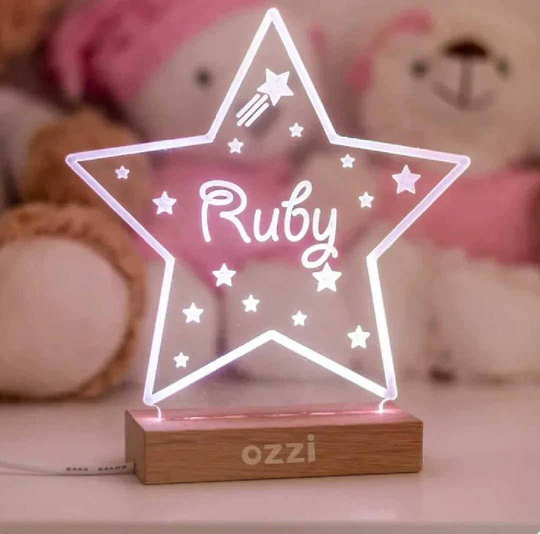 Personalized Star Name 3D Illusion Lamp  Custom Star Shape LED Night Light with Name