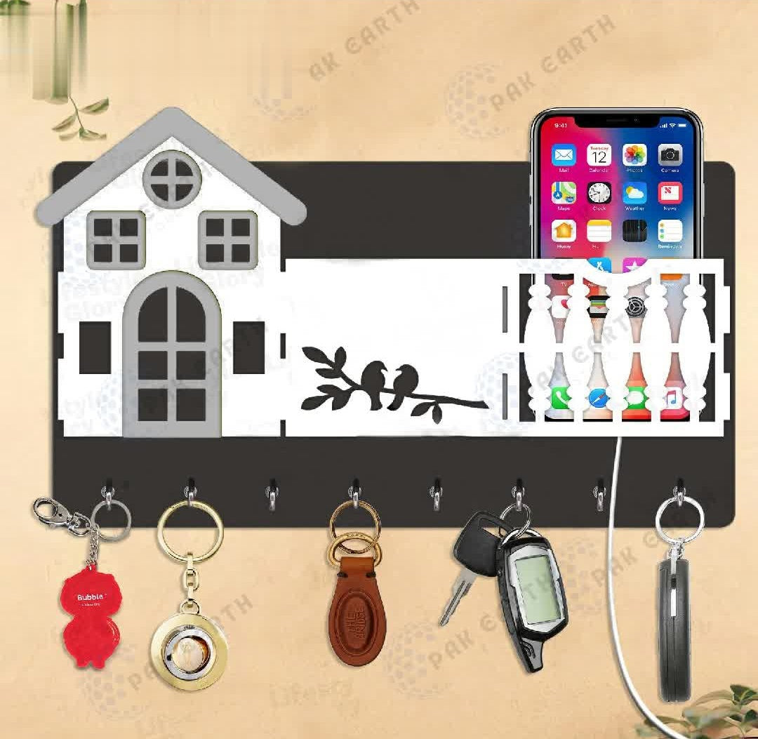 Multi-Purpose Wooden Key & Mobile Holder