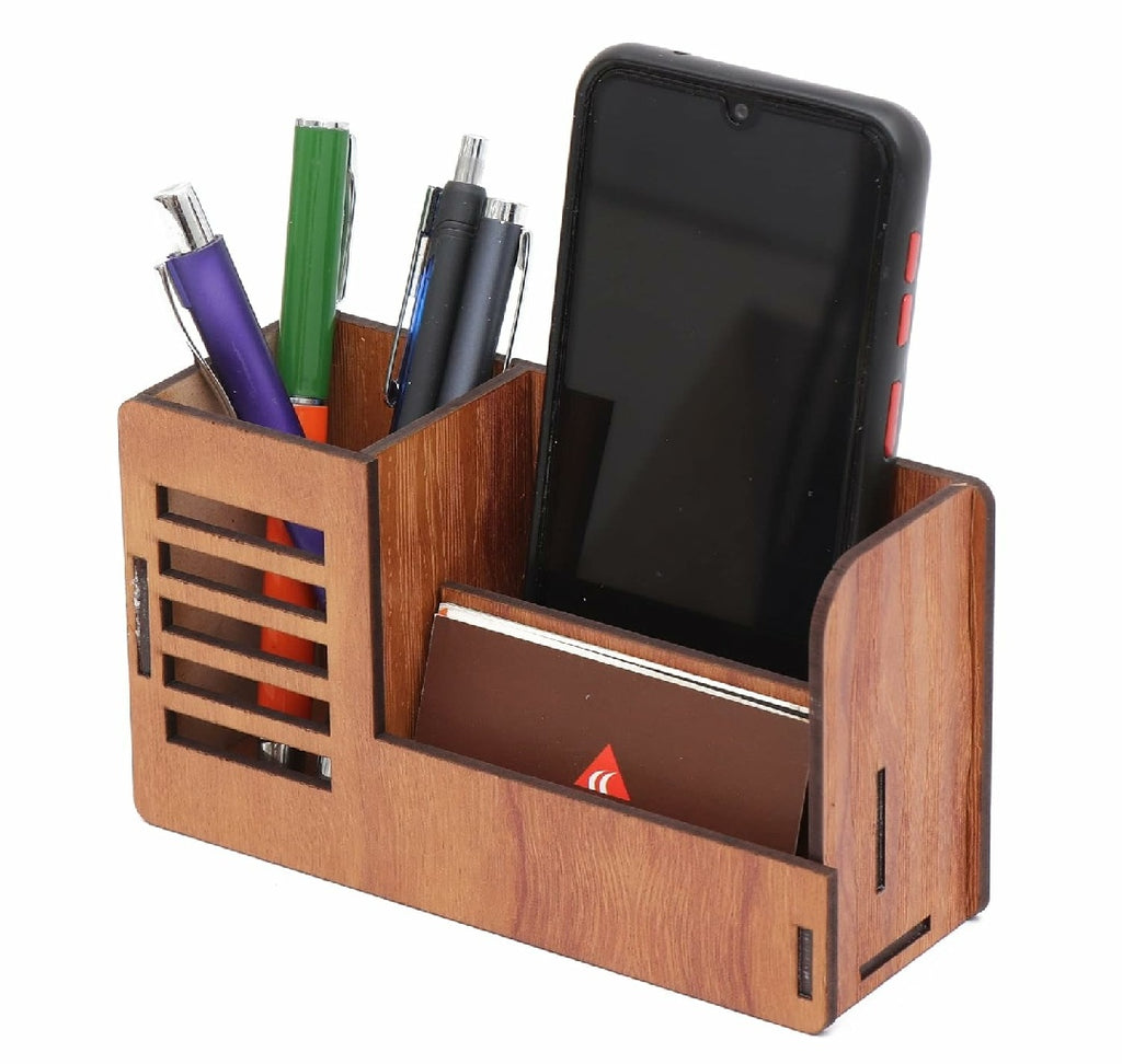 Pen Stand with Mobile Holder and Business Card Box,Mobile Dock and Visiting Card Holder for Office Desk