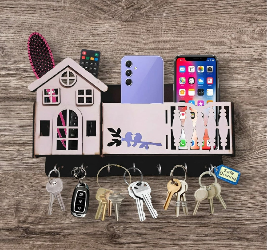 Multi-Purpose Wooden Key & Mobile Holder