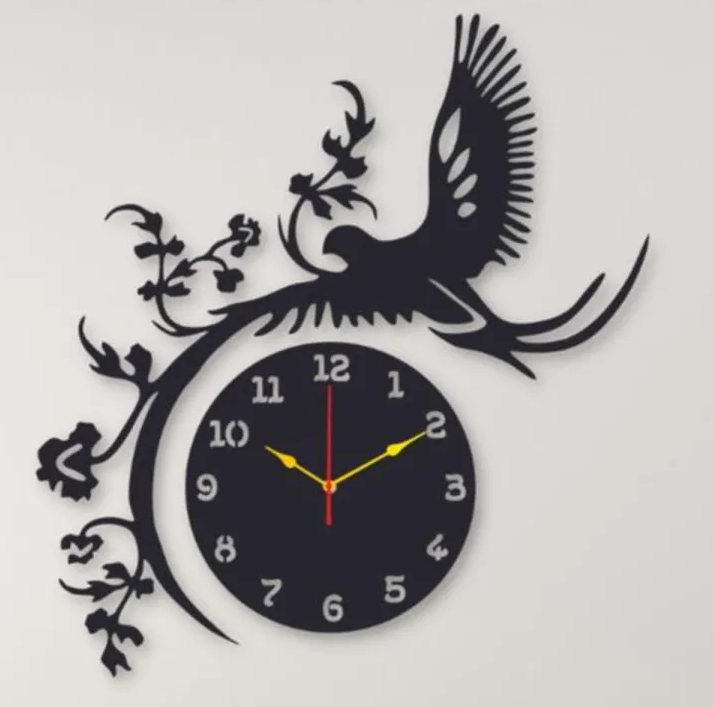 Flying Bird Design Wood & Acrylic Clock